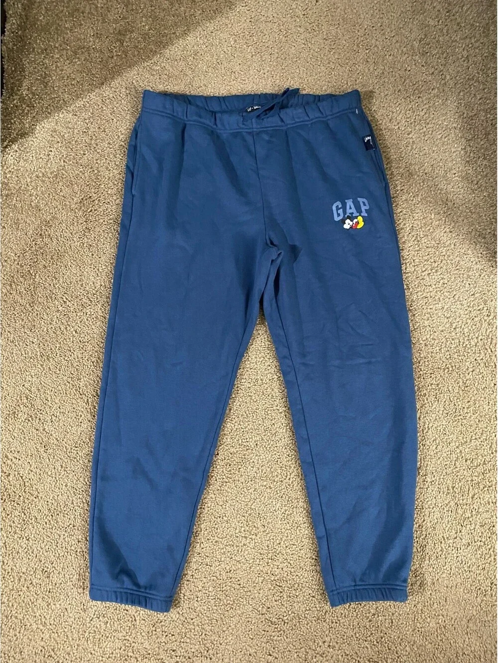 Gap x Disney Joggers Pants Unisex Adults L Blue Cotton Mickey Mouse Athleisure